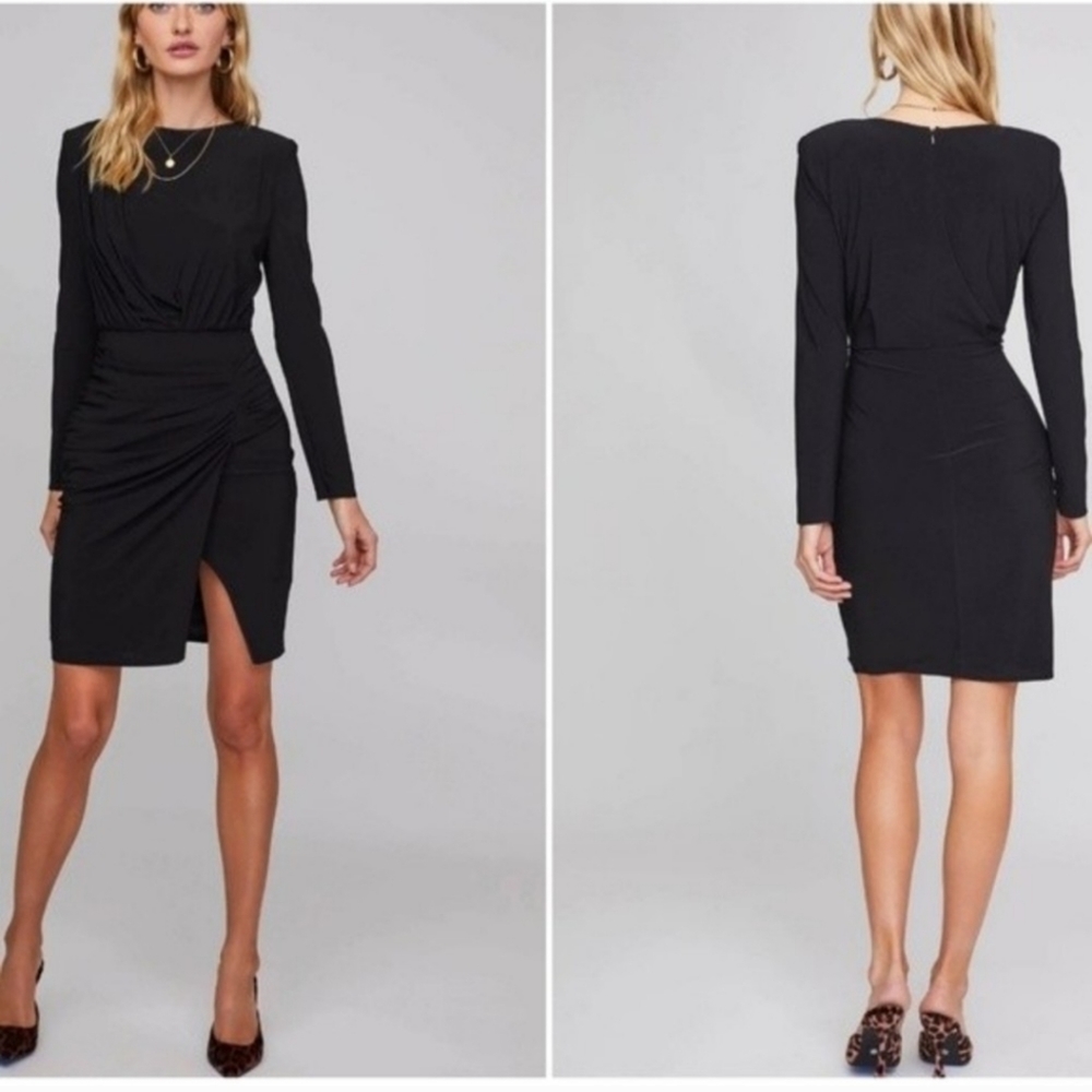 Astr The Label "Artemis" Black Long Sleeve  Gathered Mini Dress Medium
